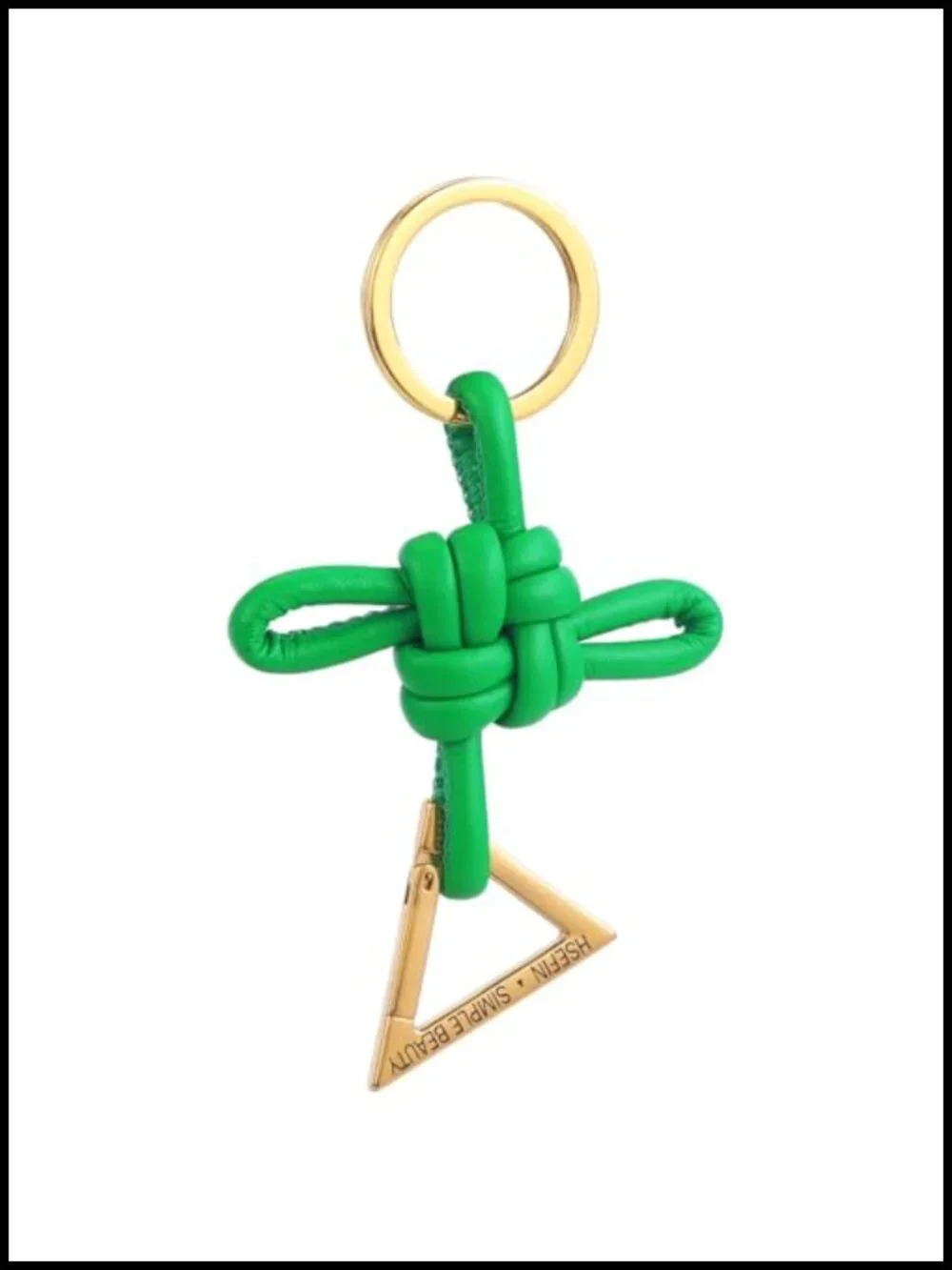 Genuine Leather Chinese Knot Keychain D-Shaped Car Keychain Bag Charm Pendant